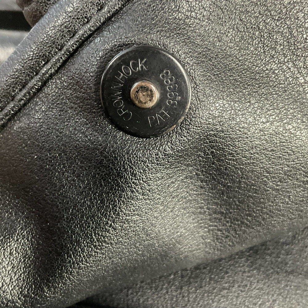 Black Leather Messenger Bag Magnetic Snap Button Close Shoulder Strap - Picture 15 of 16